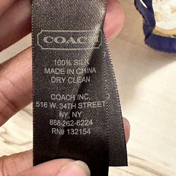 Coach Nautical Scarf Silk Blue Cream Gold 27x27 83546 New - Picture 4 of 4